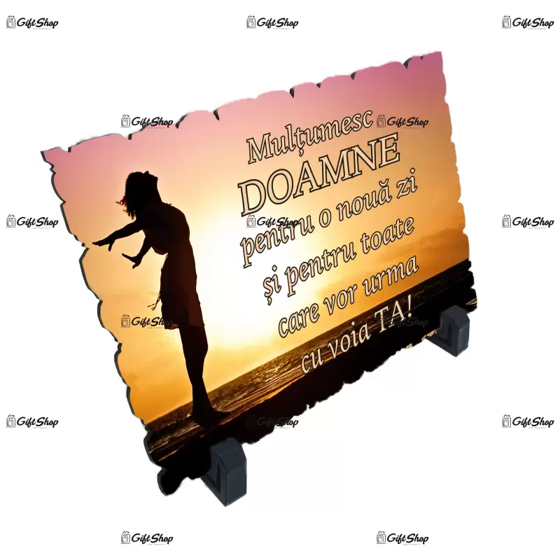 Multumesc doamne pentru o noua zi..., placheta cu mesaj, model a